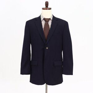 Joseph & Feiss 42R Navy Solid 2-Button Sport Coat Blazer Jacket V758